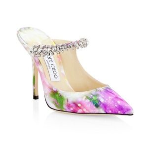 Jimmy Choo Bing Satin Crystal-Embellished Mules